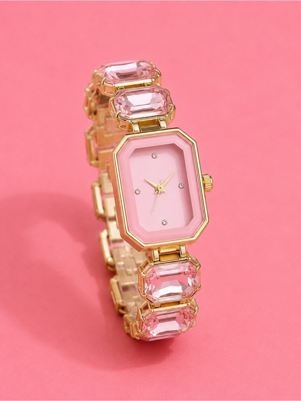 Rose Elegance Gem Timepiece Bracelet Watch